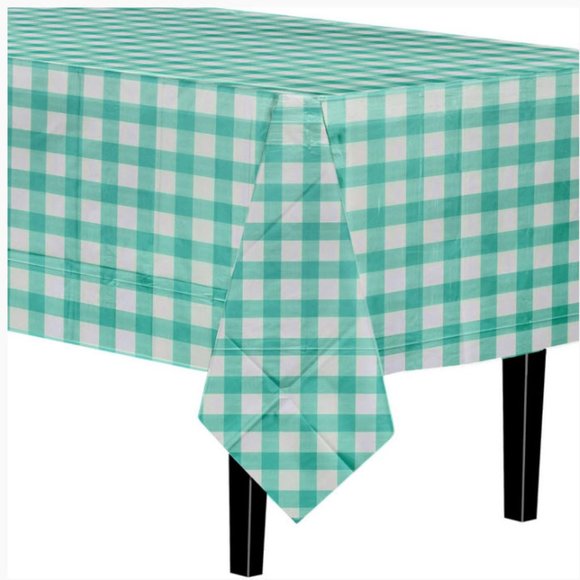 Green & White checkered disposable tablecloths - Picture 4 of 6
